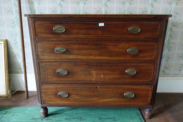 A SHERATON STYLE INLAID MAHOGANY DRESSING CHEST