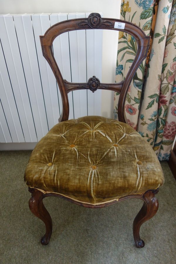 A SET OF FOUR LATE VICTORIAN ROSEWOOD SALON CHAIRS