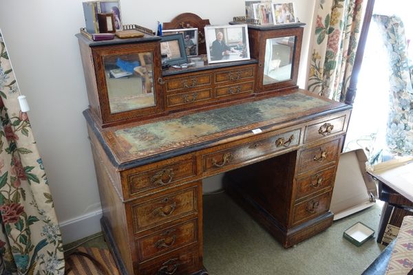 A VICTORIAN BURR WALNUT AND MARQUETRY DESK