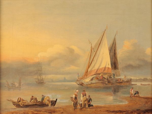 MARY BOND (1797-1872) A coastal scene with boats and figures