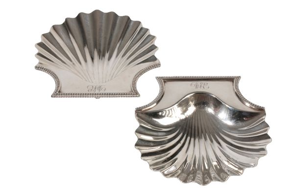 PAIR OF GEORGE III SILVER BUTTER SHELLS, by John Emes, London, 1807