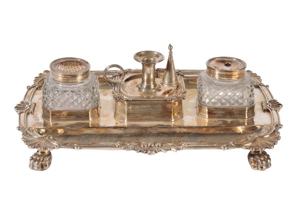 GEORGE III SILVER INKSTAND, by John Cramer, London, 1812