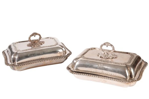 PAIR OF GEORGE IV SILVER ENTREE DISHES AND COVERS, by Joseph Angell I, London, 1826,