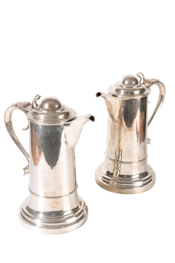 LARGE PAIR OF GEORGE IV SILVER FLAGONS, by William Bateman, London, 1829