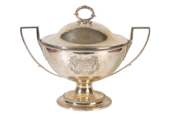 GEORGE III SILVER SOUP TUREEN AND COVER, by William Stroud, London, 1802