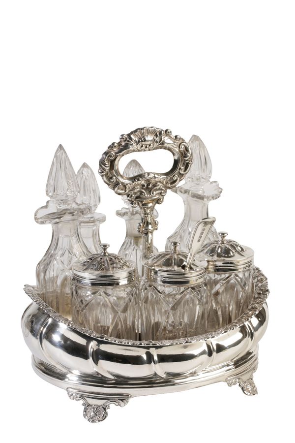 WILLIAM IV SILVER SEVEN PIECE CRUET SET, by John & Henry & Chas Lias, London, 1833