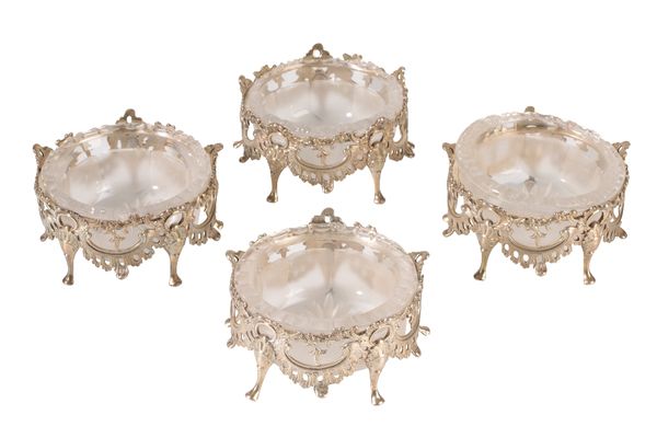 SET OF FOUR VICTORIAN SILVER SALTS, by Daniel & Charles Houle, London, 1856