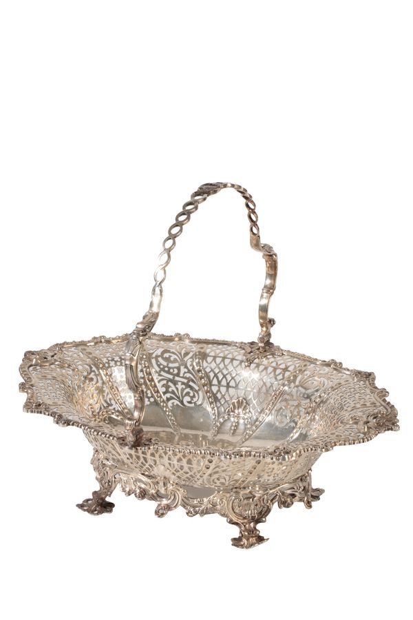 VICTORIAN SILVER SWING-HANDLED CAKE BASKET, by Charles & Thomas Terret Taylor, London, 1846