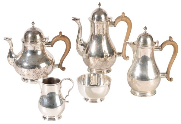 EDWARDIAN SILVER FIVE-PIECE TEA AND COFFEE SET, by Mappin and Webb, London, 1901