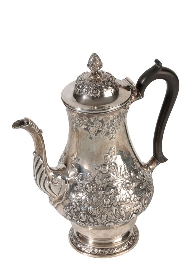 EDWARDIAN SILVER COFFEE POT, by George Perkins, London, 1904