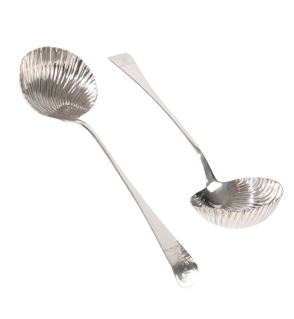 SPENCER FAMILY: A PAIR OF GEORGE III HANOVERIAN LADLES, Makers mark rubbed, London, 1761