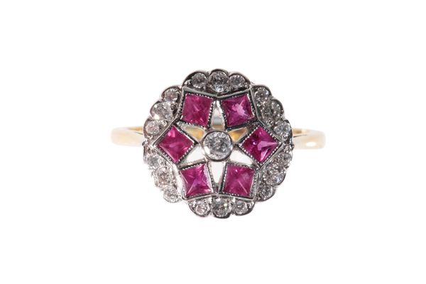 ART DECO STYLE RUBY AND DIAMOND RING