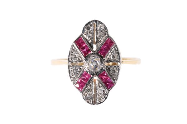 ART DECO STYLE RUBY AND DIAMOND RING