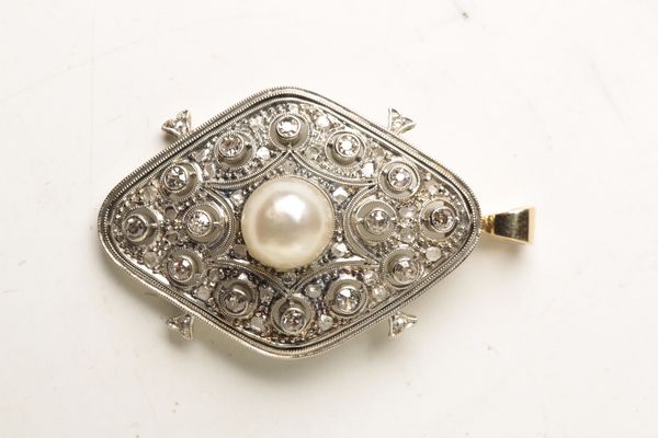 BELLE EPOQUE DIAMOND AND MABE PEARL PENDANT