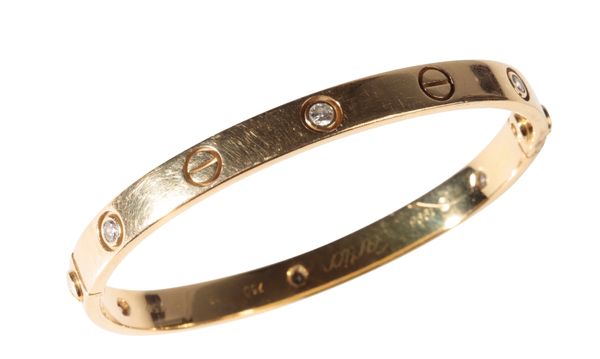 CARTIER 18CT YELLOW GOLD AND DIAMOND LOVE BANGLE