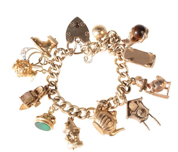 9CT YELLOW GOLD CHARM BRACELET