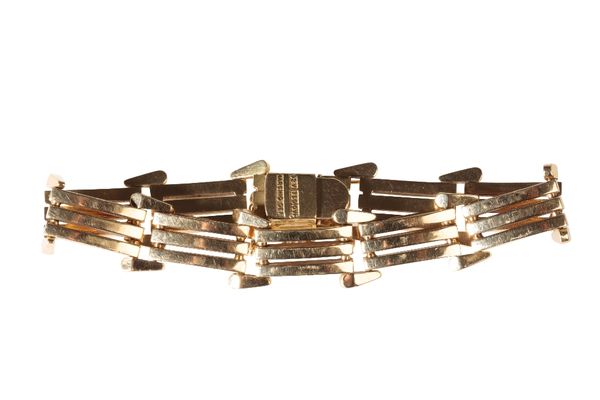 18CT YELLOW GOLD GATE LINK BRACELET