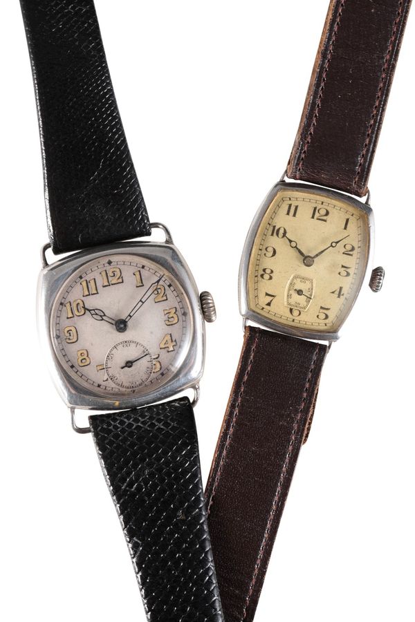 GENTLEMAN'S SILVER CUSHION CASE WRISTWATCH