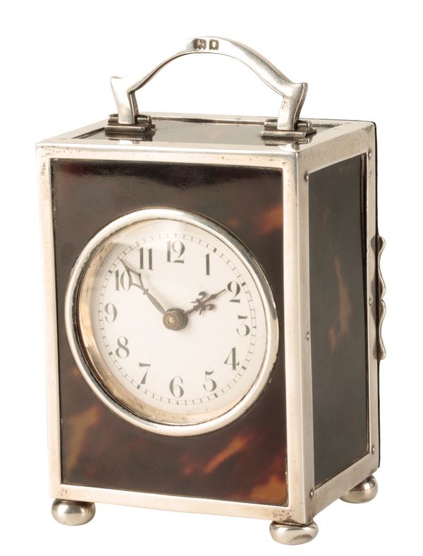 SILVER AND TORTOISESHELL CLOCK, by Charles & Richard Comyns, London, 1919