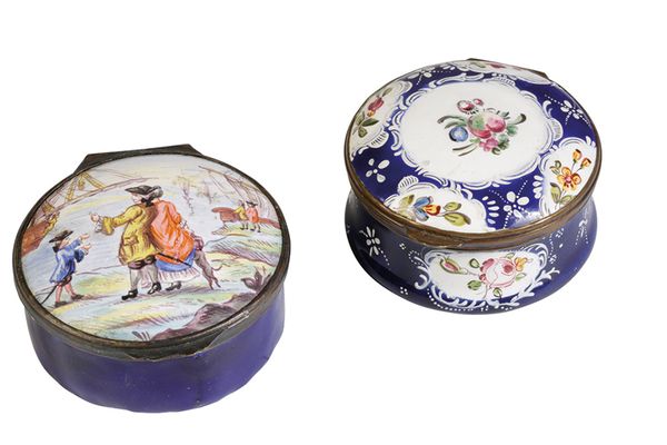 TWO CONTINENTAL ENAMEL SNUFF BOXES, 18TH / 19TH CENTURY