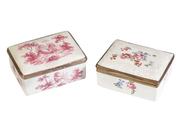 TWO CONTINENTAL ENAMEL SNUFF BOXES, 18TH CENTURY