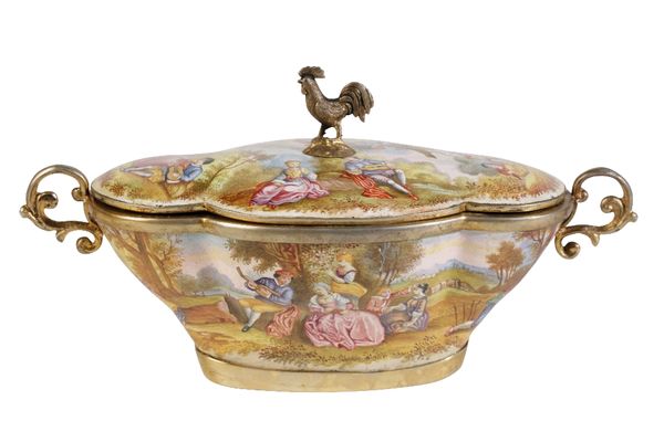 AUSTRIAN SILVER-GILT AND ENAMEL COVERED BOWL