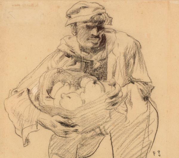 •SIR FRANK BRANGWYN (1867-1956) A study of a man holding a basket of vegetables