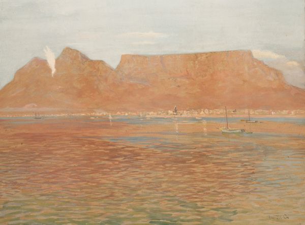 GERMAN SCHOOL, 20TH CENTURY A view of Table Mountain from the water