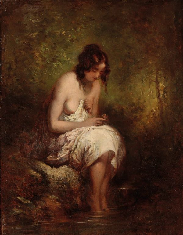 ASCRIBED TO WILLIAM ETTY RA (1787-1849) 'Bather contemplating a lonely butterfly'