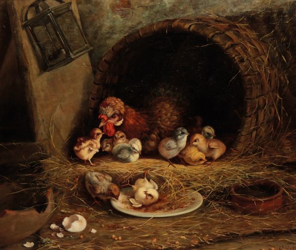 A. SCHLATTER (19th century) 'Mother and her brood'