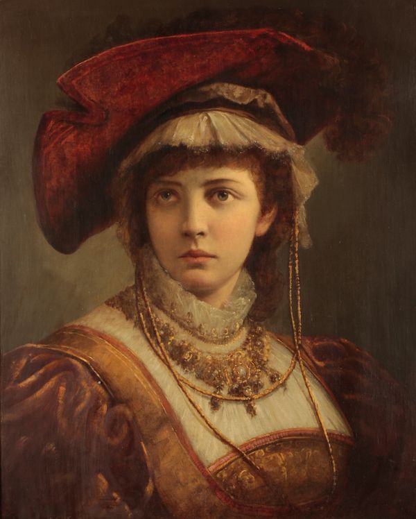 EMILE EISMAN-SEMENOWSKY (1857-1911) A bust-length portrait of a young girl in period costume