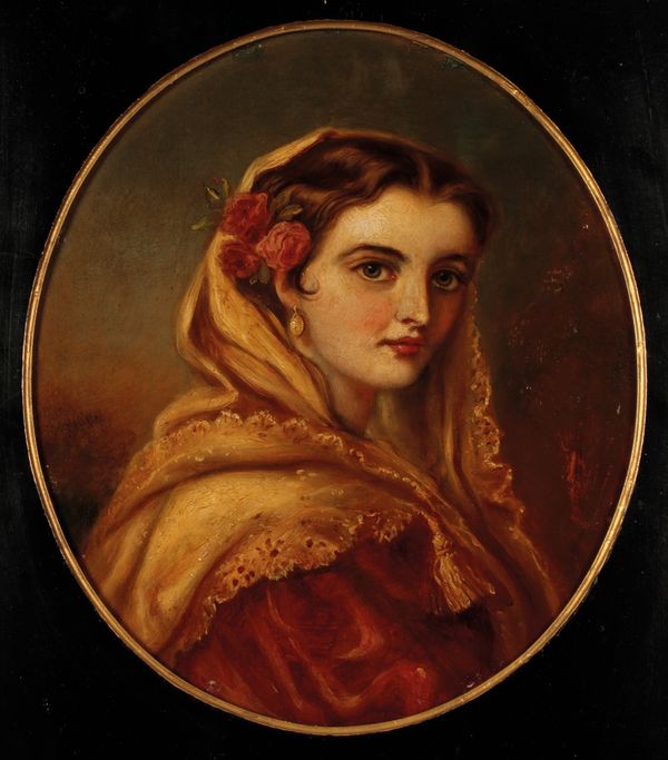 CONTINENTAL SCHOOL, 19TH CENTURY STYLE A head and shoulders portrait of a young woman 