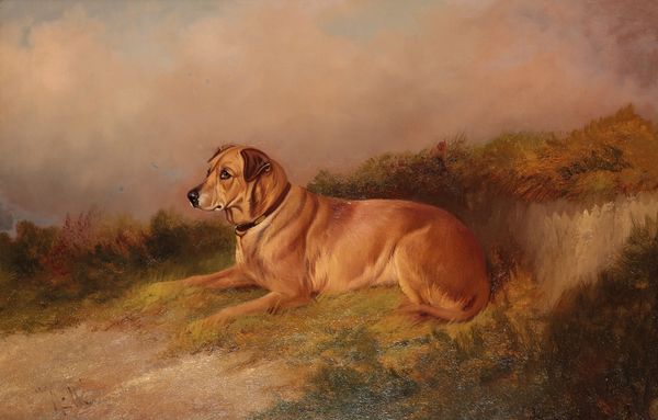 COLIN GREENE (19th/20th century) 'Nellie' a recumbent hound in a landscape