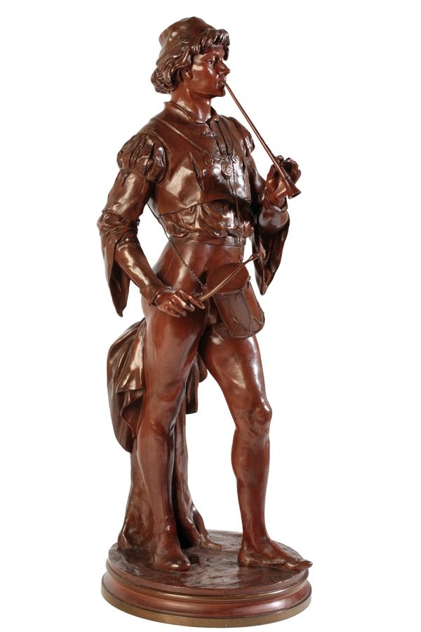 AFTER EMILLE PICAULT , MUSICIAN, Bronze, signed E. Picault