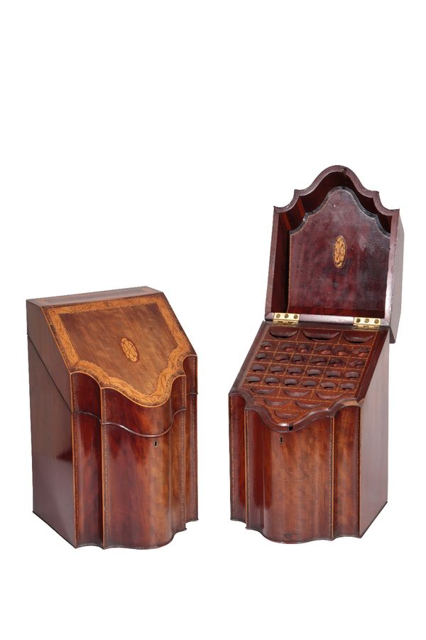 PAIR GEORGE III MAHOGANY KNIFE BOXES