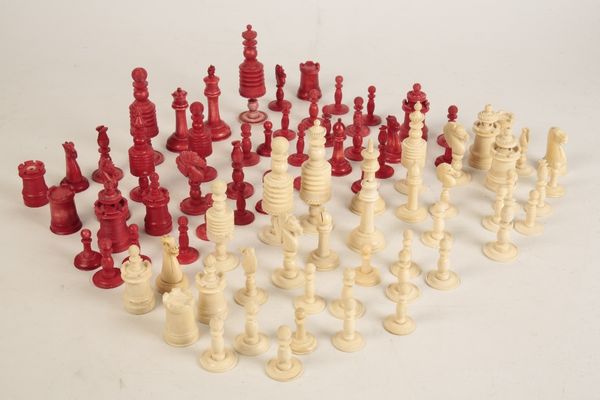 TWO IVORY CHESS SETS