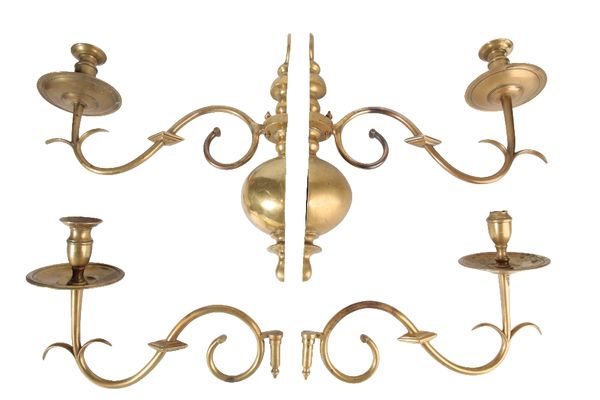 PAIR OF GEORGIAN BRASS WALL SCONCES