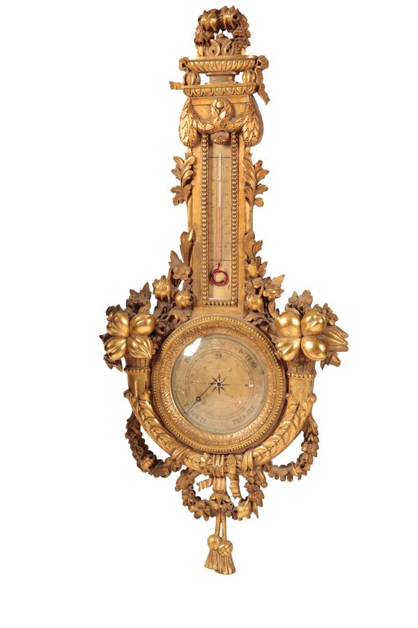 19TH CENTURY FRENCH GILTWOOD BAROMETER