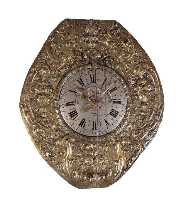 CONTINENTAL EMBOSSED BRASS "TELLERUHS" WALL CLOCK