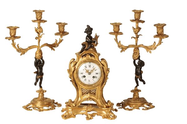 19TH FRENCH CLOCK GARNITURE