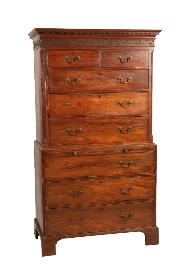 GEORGE III MAHOGANY CHEST ON CHEST