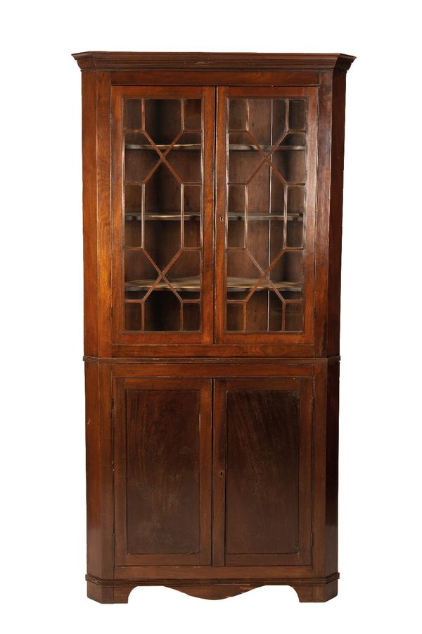 GEORGE III MAHOGANY CORNER CUPBOARD