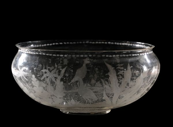 GLASS PUNCH BOWL, 19th century