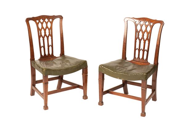 A SET OF FOUR EARLY GEORGE III MAHOGANY DINING CHAIRS