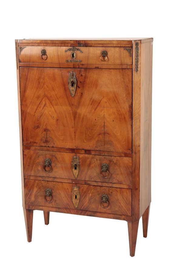 DUTCH MAHOGANY AND EBONY INLAID SECRETAIRE A ABBATANT