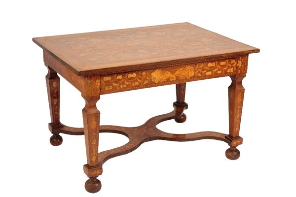 DUTCH MAHOGANY AND MARQUETRY AND INLAID CENTRE TABLE