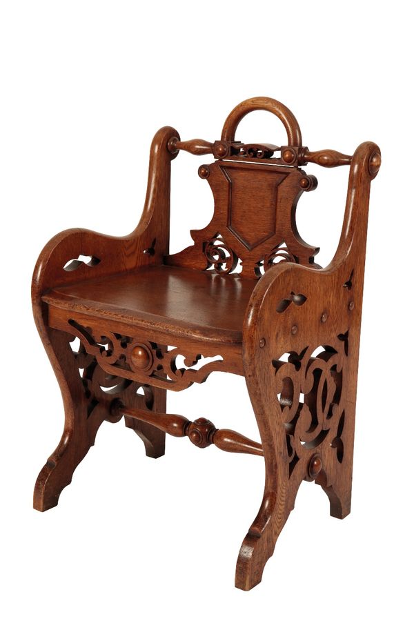 VICTORIAN OAK HALL SEAT