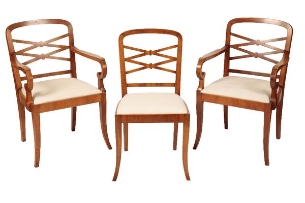 SET OF SIX 'EMPIRE' MAHOGANY DINING CHAIRS