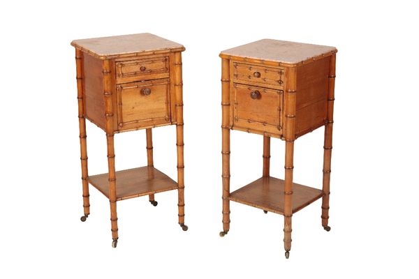 PAIR MARBLE TOP BEDSIDE TABLES