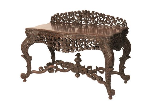 BURMESE CARVED HARDWOOD SIDE TABLE